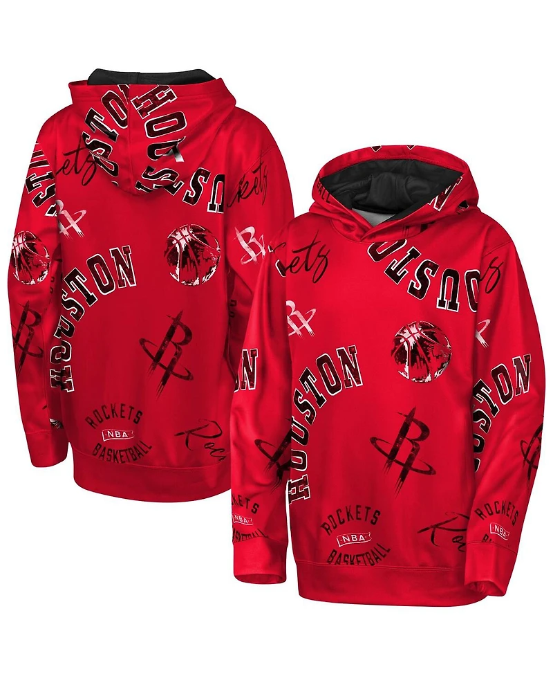 Outerstuff Big Boys and Girls Red Houston Rockets Moving Violation Hoodie