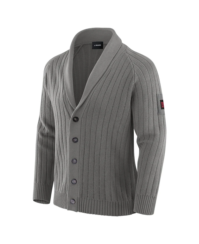 J. Palmer Men's Graphite New York Giants the Playmaker Cardigan Raglan Sweater