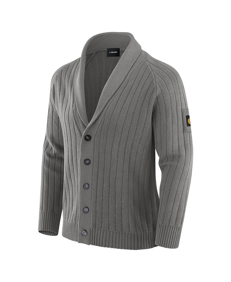 J. Palmer Men's Graphite Pittsburgh Steelers the Playmaker Cardigan Raglan Sweater