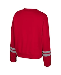 Colosseum Women's Scarlet Ohio State Buckeyes Splashy Crewneck Fleece Sweatshirt
