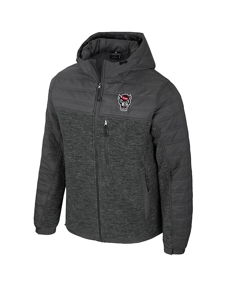 Colosseum Men's Charcoal Nc State Wolfpack Nightman Full-Zip Hoodie Puffer Jacket