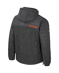 Colosseum Men's Charcoal Miami Hurricanes Nightman Full-Zip Hoodie Puffer Jacket
