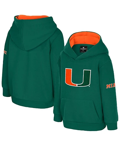 Colosseum Toddler Green Miami Hurricanes Big Logo Volume Fleece Pullover Hoodie