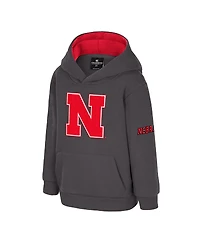 Colosseum Toddler Charcoal Nebraska Huskers Big Logo Volume Fleece Pullover Hoodie