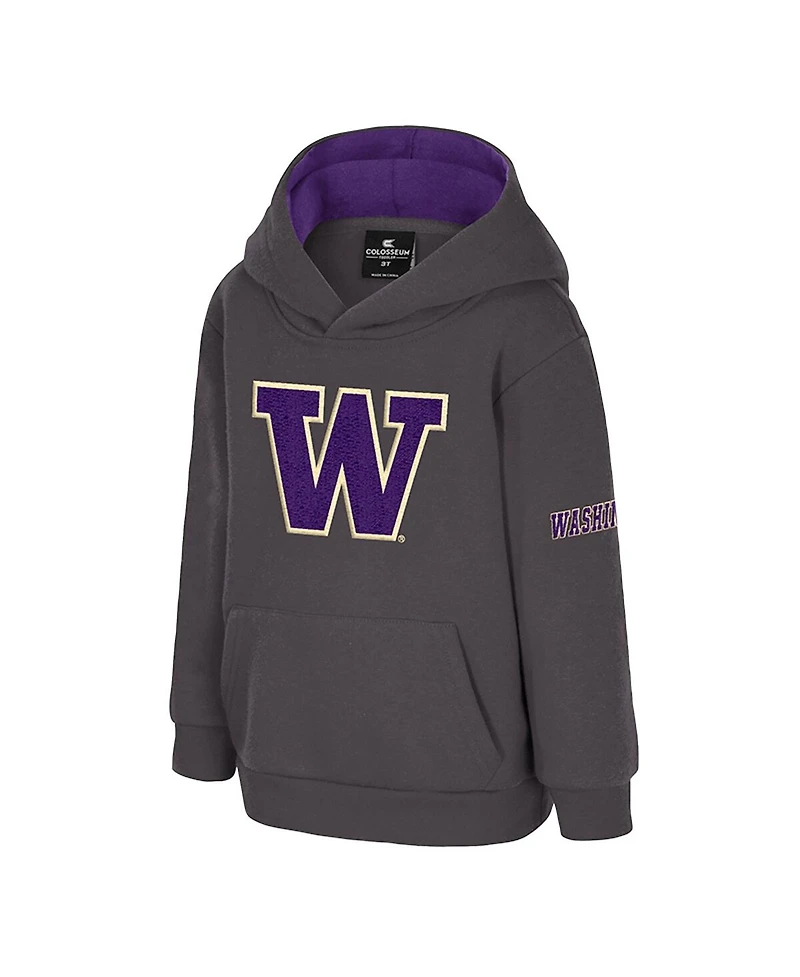 Colosseum Toddler Charcoal Washington Huskies Big Logo Volume Fleece Pullover Hoodie