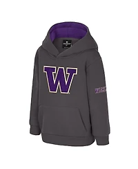Colosseum Toddler Charcoal Washington Huskies Big Logo Volume Fleece Pullover Hoodie