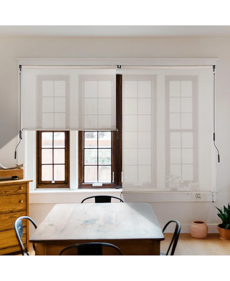 Aoodor 5% Openness Cordless Solar Fabric Roller Shade, Sun Shade for Outdoor Gazebo or Pergola, 95% Uv Protection Blinds Porch Backyard
