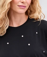 I.n.c. International Concepts Women's Embellished Crewneck Tee, Macy's Exclusive