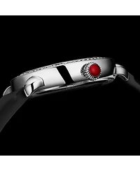 Stuhrling Elegant Women s 40mm Dress Watch – Model 4068, Black Satin Leather Band, Crystal Accents