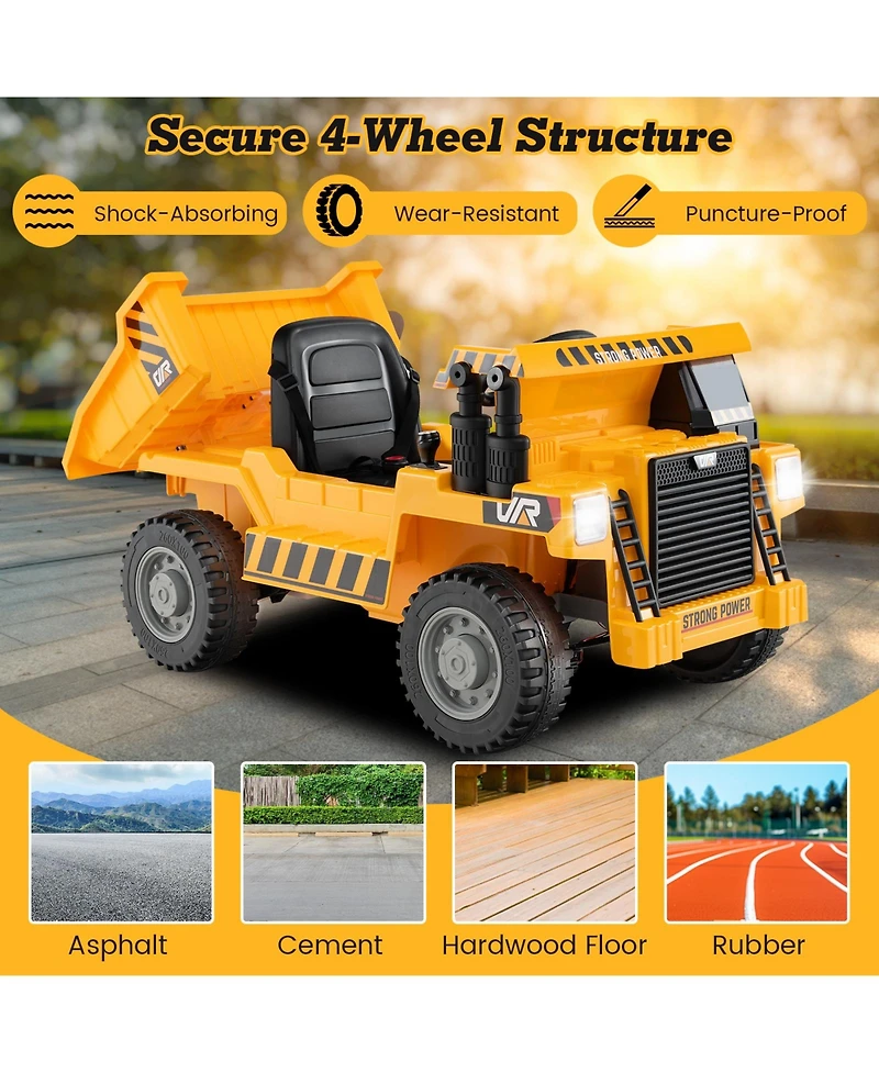 12V Kids Ride On Dump Truck Car with Remote Control and Electric Dump Bed