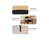 Morden Fort 47" Round Faux Marble Dining Set with 4 Dining Boucle Arm Chairs for Kitchen, Dining Room