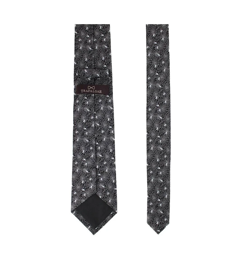 Trafalgar Men's Venom Spider Web Motif Novelty Silk Necktie