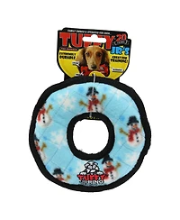 Tuffy Holiday Jr Ring Snowman 2 Pack , Durable Plush Squeaky Dog Toy