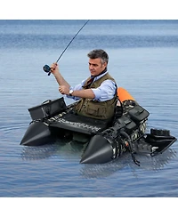 Portable Inflatable Fishing Boat with 3 Detachable Storage Boxes for Outdoor Use