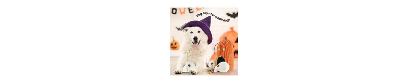 Nocciola 4 Packs Dog Toys, Spooky Pumpkin Burrow with 3 Squeaky Skulls,Hide and Seek Dog Toys