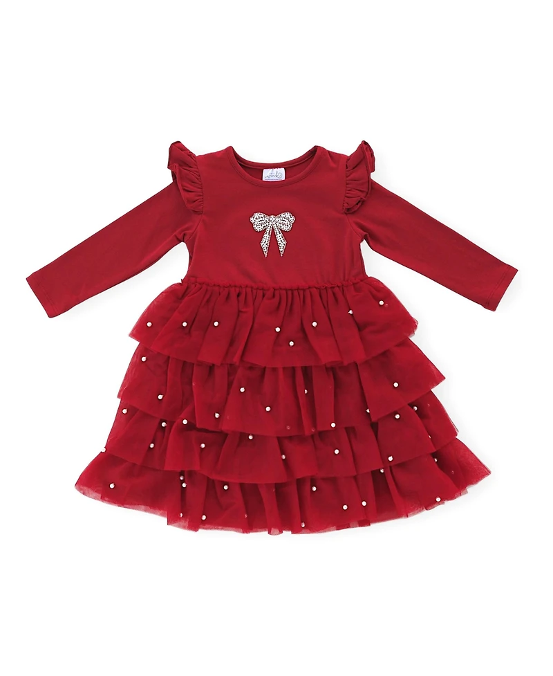 Sweet Wink Toddler Girls Christmas Pearl Long Sleeve Tutu Dress