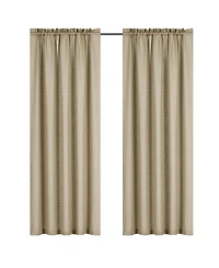 Kate Aurora 1 Piece Flax Semi Sheer Rod Pocket Beige Linen Curtain Panel