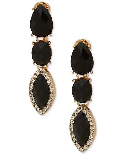 Anne Klein Glass Stone Gold-Tone Linear Earrings