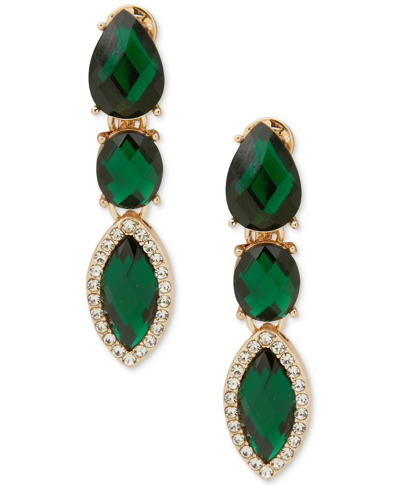 Anne Klein Glass Stone Gold-Tone Linear Earrings