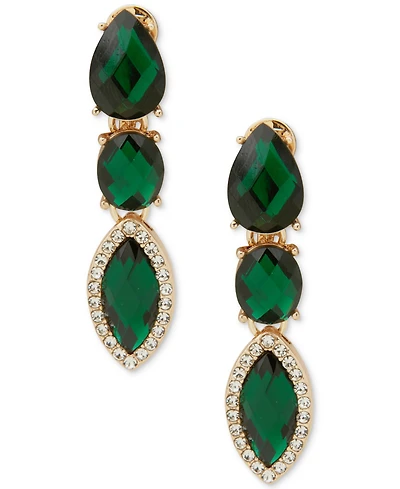 Anne Klein Glass Stone Gold-Tone Linear Earrings