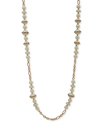 Anne Klein Imitation Pearl Gold-Tone Lentil Chain Necklace