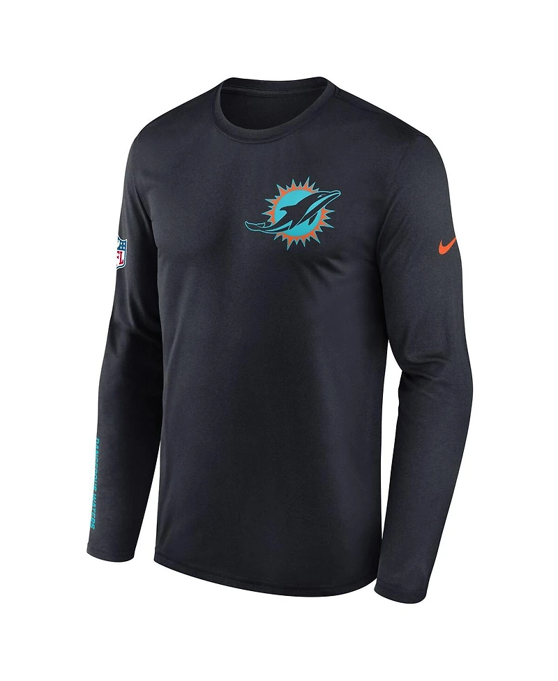 Nike Men's Pitch Blue Miami Dolphins 2025 Rivalries Collection Sideline Legend Dri-fit Long Sleeve T-Shirt