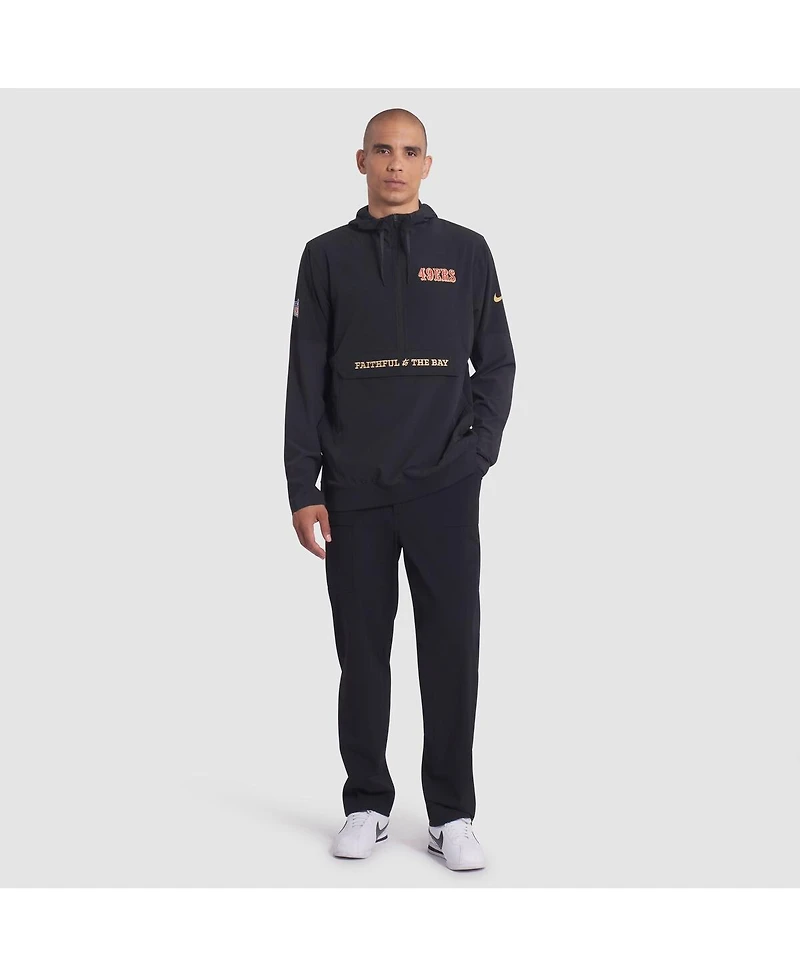 Nike Men's Black San Francisco 49ers 2025 Rivalries Collection Sideline Anorak Half-Zip Hoodie Jacket