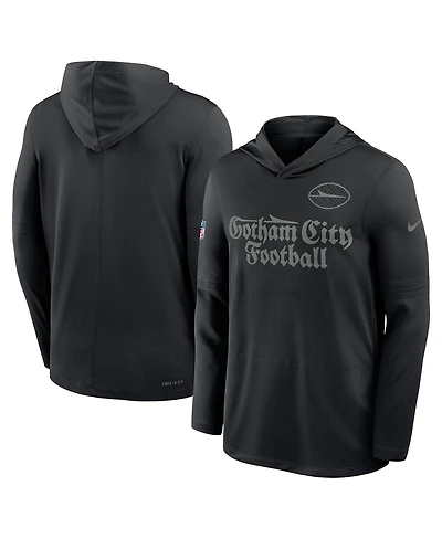Nike Men's Black New York Jets 2025 Rivalries Collection Sideline Dri-fit Long Sleeve Hoodie T-Shirt