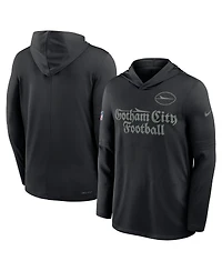 Nike Men's Black New York Jets 2025 Rivalries Collection Sideline Dri-fit Long Sleeve Hoodie T-Shirt