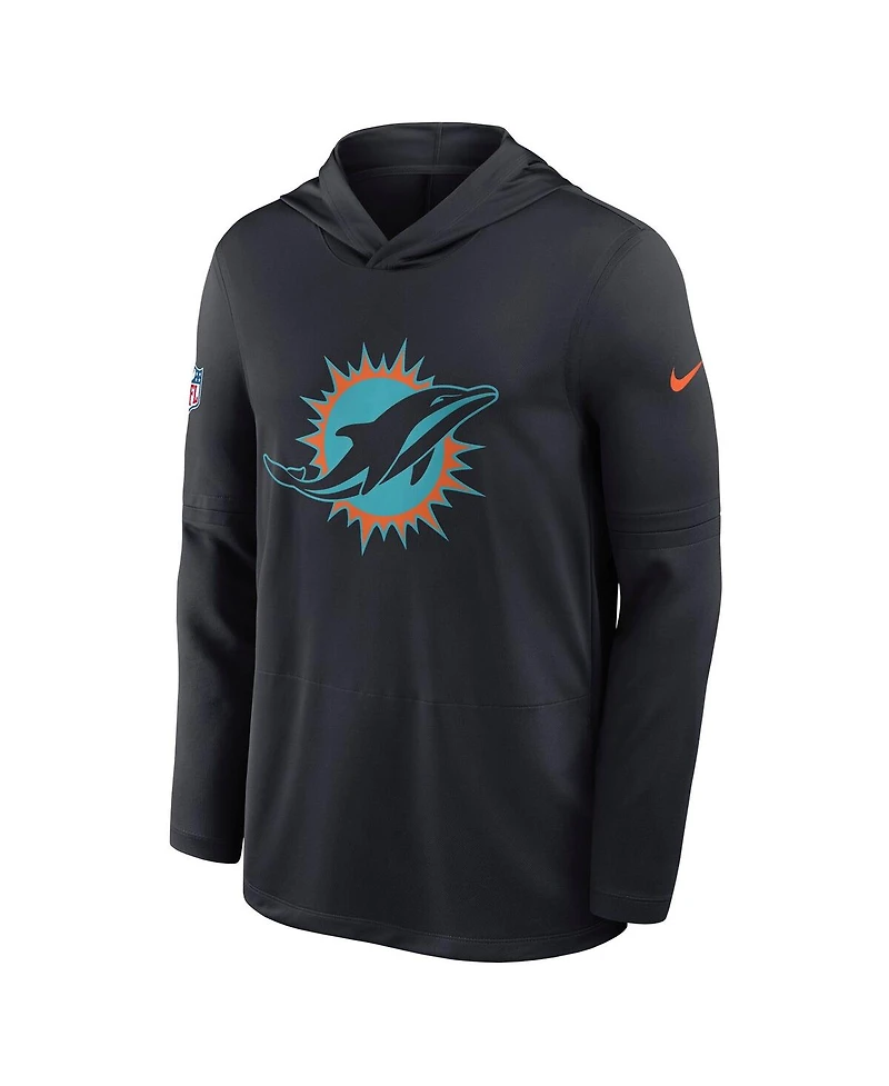 Nike Men's Pitch Blue Miami Dolphins 2025 Rivalries Collection Sideline Dri-fit Long Sleeve Hoodie T-Shirt