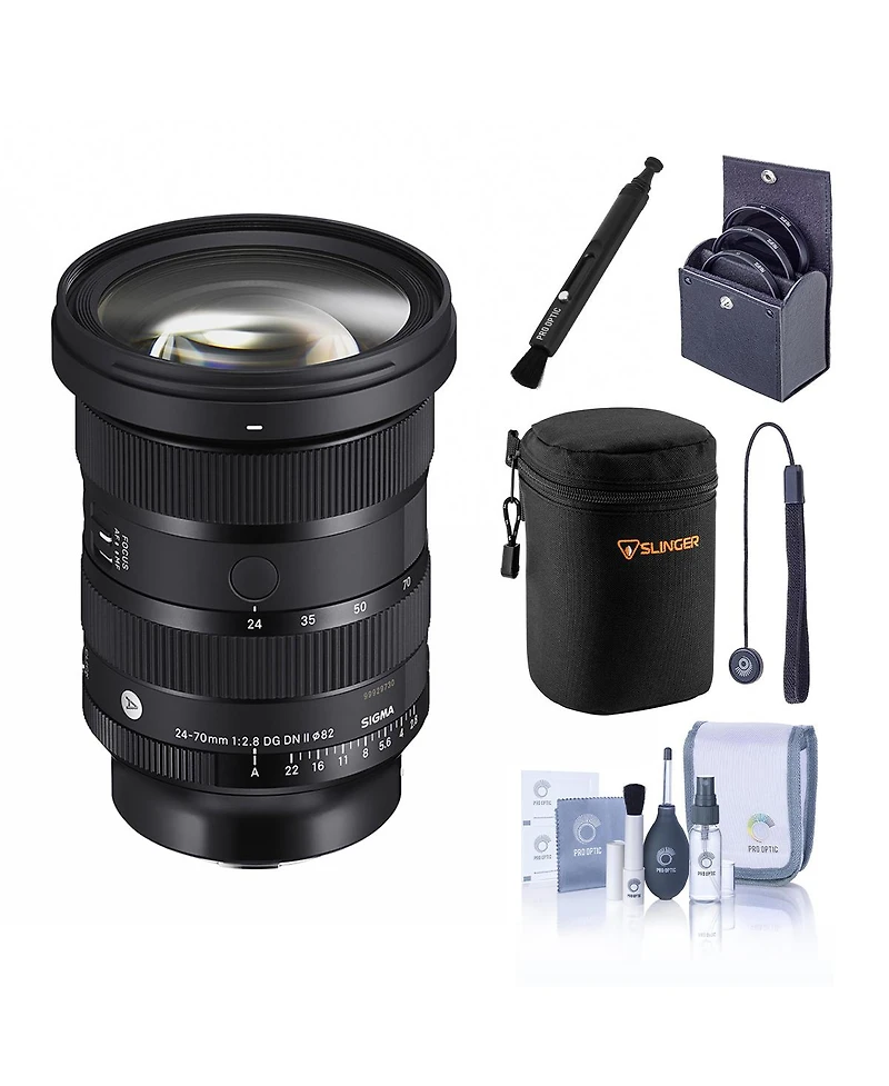 Sigma 24-70mm f/2.8 Dg Dn Ii Art Lens for L Mount, Bundle with 82mm Filter Kit, Soft Lens Case, Lens Cleaner, Lens Cap Tether and Cleaning Kit