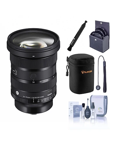 Sigma 24-70mm f/2.8 Dg Dn Ii Art Lens for L Mount, Bundle with 82mm Filter Kit, Soft Lens Case, Lens Cleaner, Lens Cap Tether and Cleaning Kit
