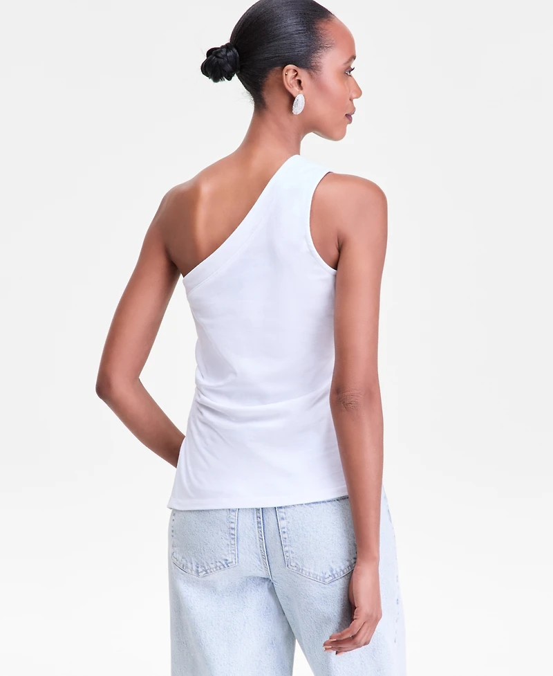 I.n.c. International Concepts Women's One-Shoulder Asymmetrical Cotton Tank Top, Macy's Exclusive