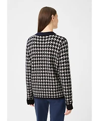 Olsen Women's Houndstooth Zip Front Cardigan