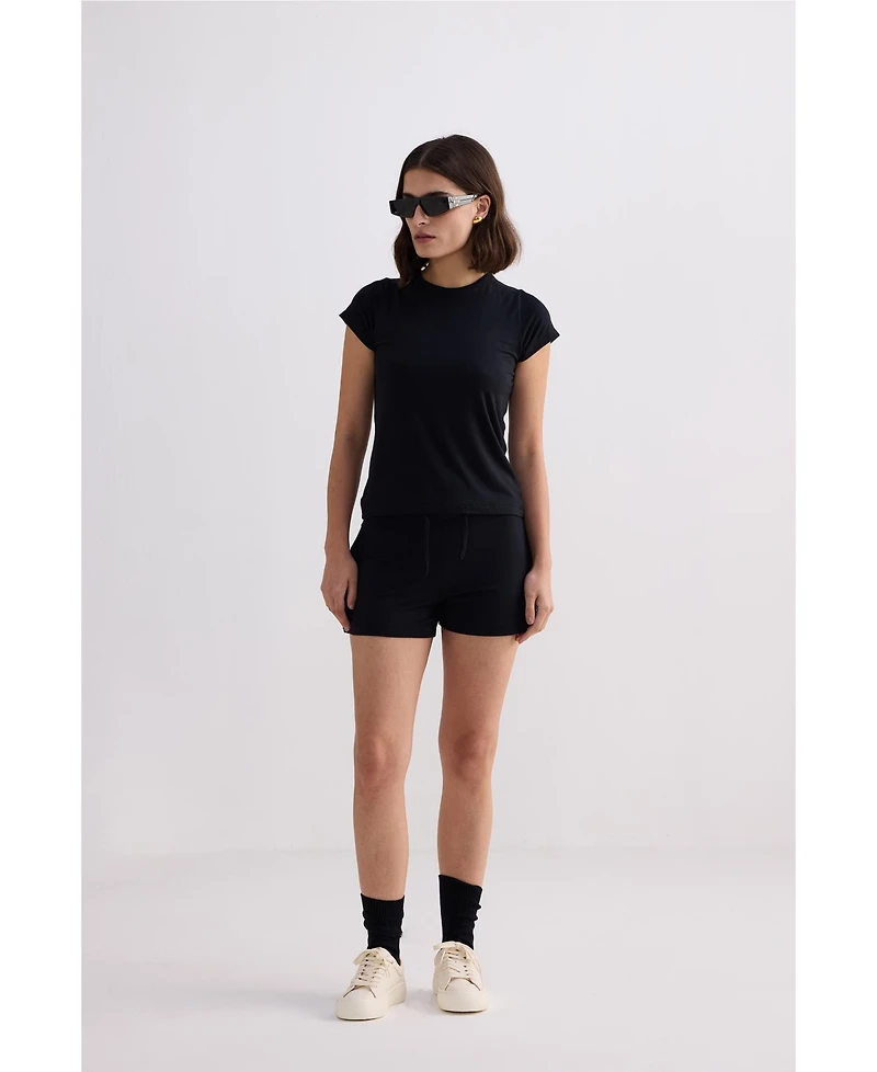 Reistor Women's Essential Short Sleeve Tee Set Black