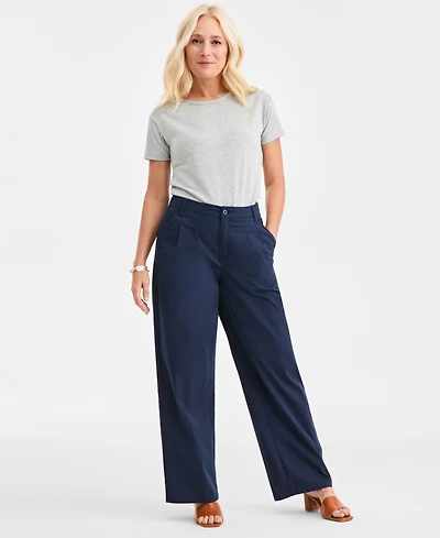 Style & Co Women's Cotton-Blend Pleated-Front Pants, Macy's Exclusive