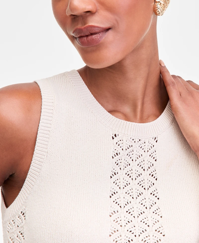 I.n.c. International Concepts Women's Crochet-Panel Sweater Vest, Macy's Exclusive