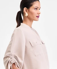 I.n.c. International Concepts Women's Tie-Sleeve Chambray Tie-Waist Blouse, Macy's Exclusive
