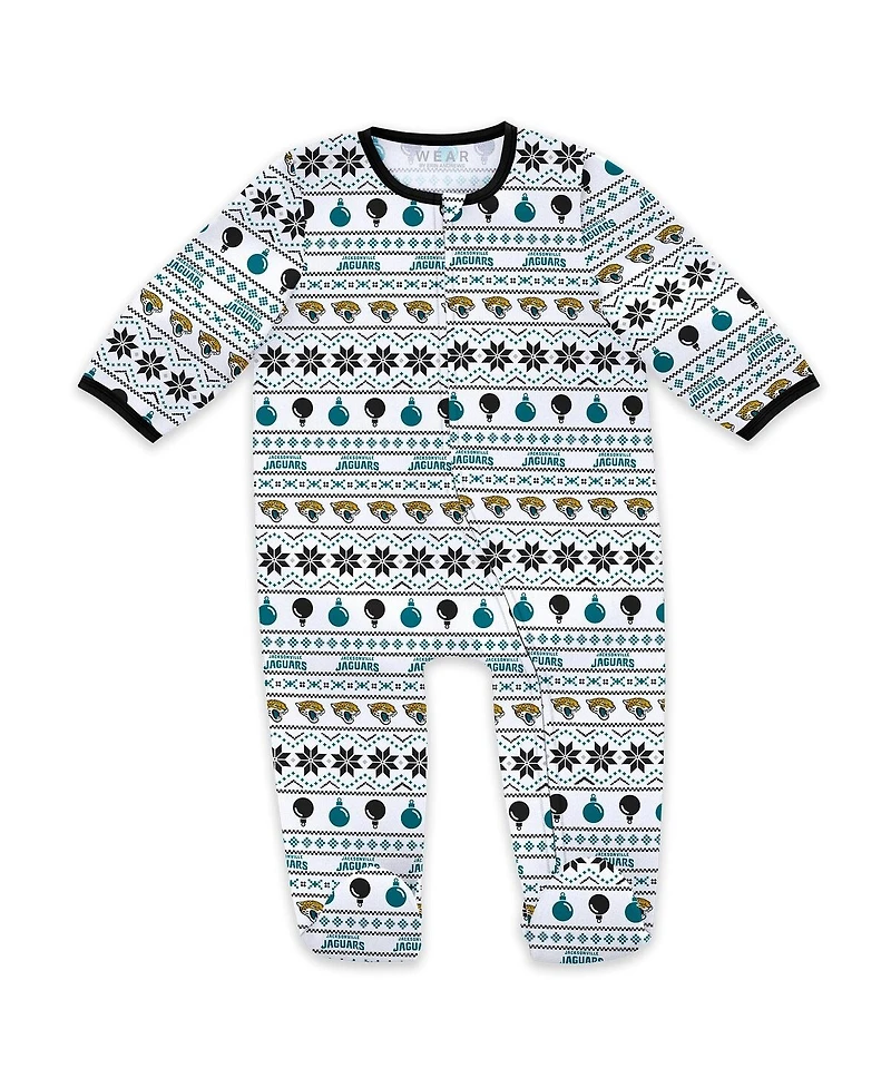 Wear by Erin Andrews Baby Boys and Girls Jacksonville Jaguars Allover Print Full-Zip Sleeper Bib Set
