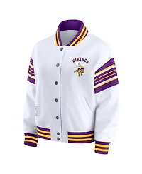Wear by Erin Andrews Women's White Minnesota Vikings Full-Snap Fleece Sweatshirt Jacket