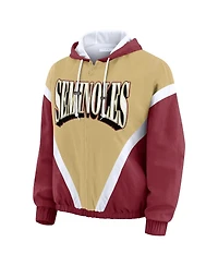 Wear by Erin Andrews Women's Gold/Garnet Florida State Seminoles Color Block Full-Zip Hoodie Windbreaker Jacket