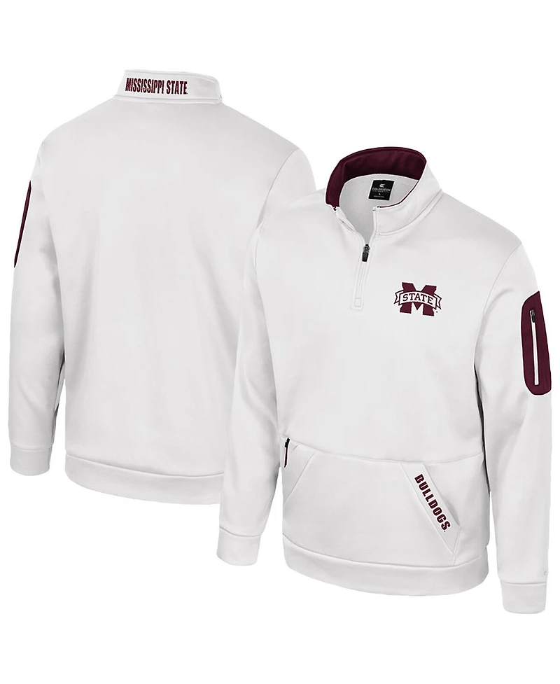 Colosseum Men's White Mississippi State Bulldogs Mainframe Quarter-Zip Fleece Jacket