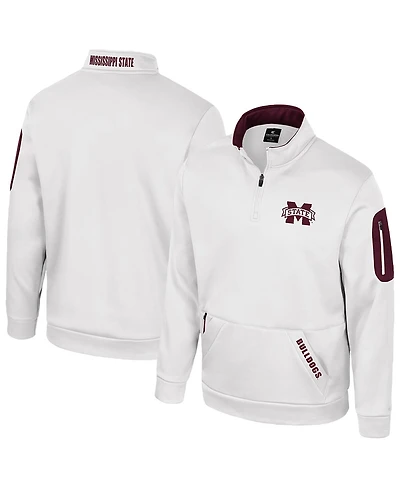 Colosseum Men's White Mississippi State Bulldogs Mainframe Quarter-Zip Fleece Jacket