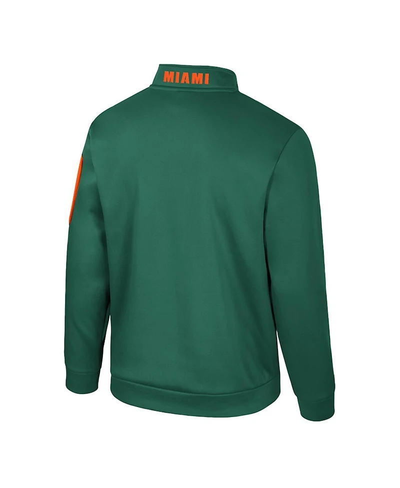 Colosseum Men's Green Miami Hurricanes Mainframe Quarter-Zip Fleece Jacket