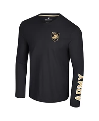 Colosseum Men's Black Army Knights Logo Lockup 3-Hit Active Blend Long Sleeve T-Shirt