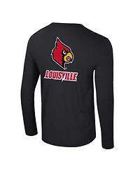 Colosseum Men's Black Louisville Cardinals Logo Lockup 3-Hit Active Blend Long Sleeve T-Shirt