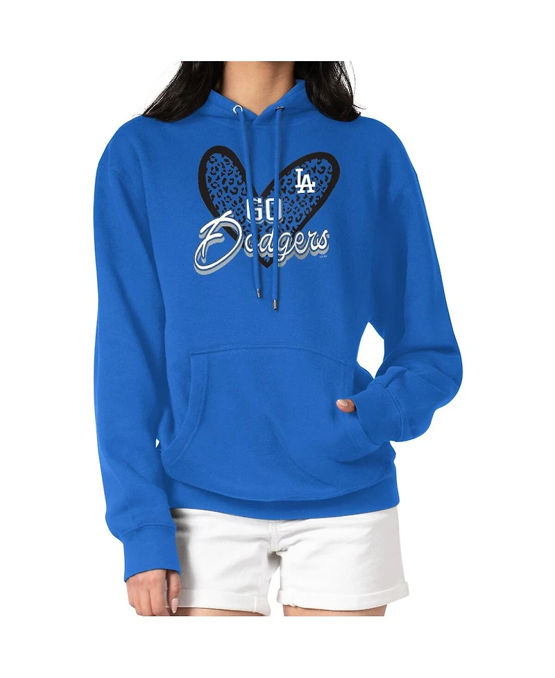 G-iii 4Her by Carl Banks Women's Royal Los Angeles Dodgers Leopard Heart Pullover Hoodie