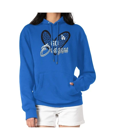G-iii 4Her by Carl Banks Women's Royal Los Angeles Dodgers Leopard Heart Pullover Hoodie