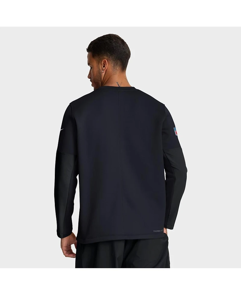 Nike Men's Navy Houston Texans Sideline Coach Therma-fit Long Sleeve T-Shirt