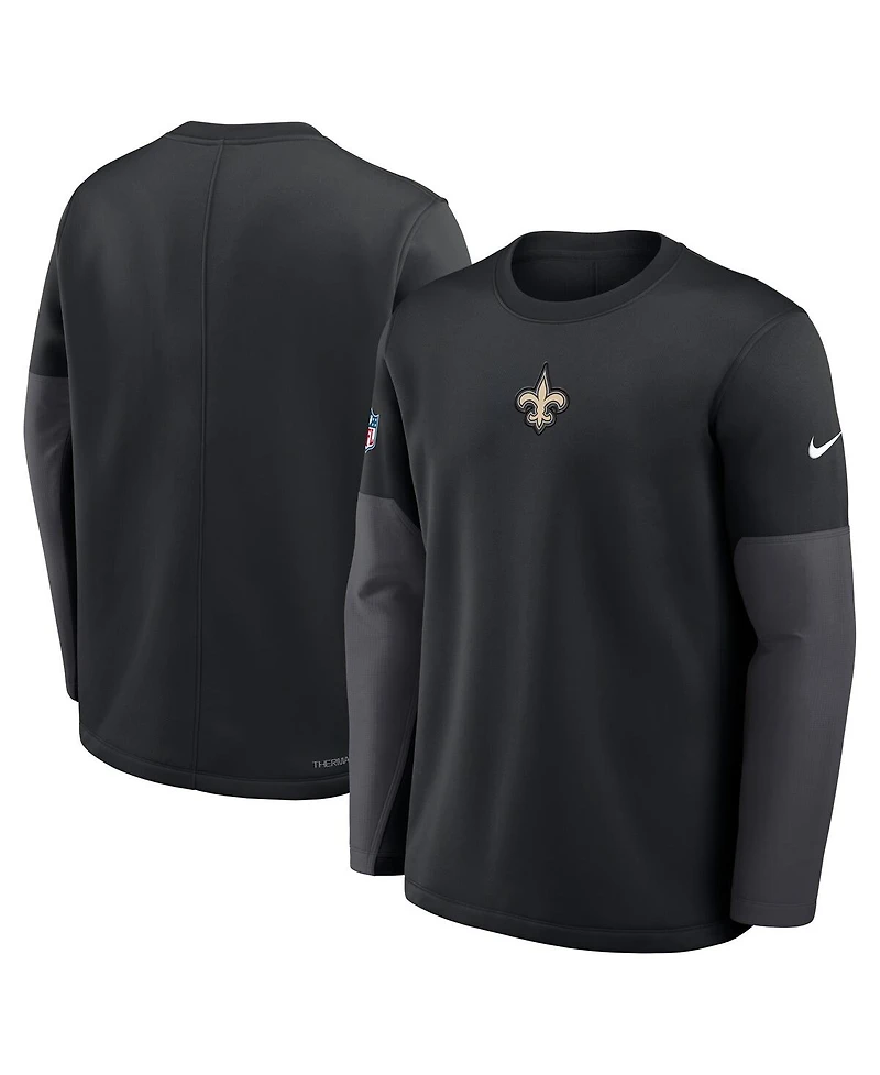 Nike Men's Black New Orleans Saints Sideline Coach Therma-fit Long Sleeve T-Shirt